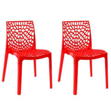 Imagem de Kit 2 Cadeiras Gruvyer Estrutura Em Polipropileno Fratini Vermelho