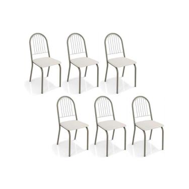 Imagem de Cadeira Sala De Jantar Noruega 2c077 Kit 6 Un Niquel-branco 106 - Kappesberg