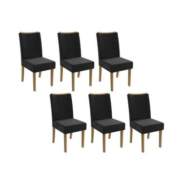 Imagem de Cadeira Sala De Jantar 2cad129fr Kit 6 Un Freijo-suede Preto A038 - Kappesberg