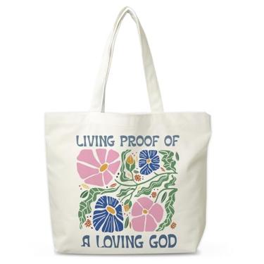 Imagem de Sacola Cristã para Mulheres, Versículo Bíblico de Lona para Família, Igreja Religiosa Jesus Presépio Presentes para Amigos, Sacolas de Lona de Mercearia com Alças, Prova Viva de um Deus Amoroso, E06