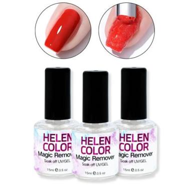Imagem de Kit 3 Removedor Esmalte Gel Helen Color Magic Remover Nail Unhas de Ge