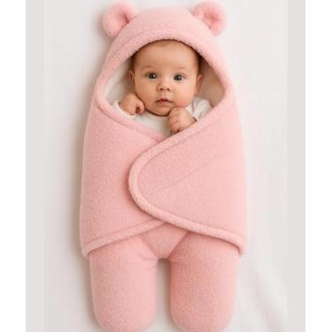 Imagem de Saco de Dormir para Bebê Menina e Menino, Casulo Enroladinho (Rosa Sorvete)