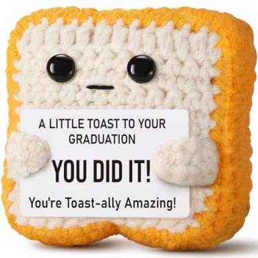 Imagem de 2025 Graduation Gift for College, HighSchool Grads - Funny Handmade Positive Crochet Toast Plush with Little Remind Card - You are Totally Amazing–Inspirational Graduate Present for Her or Him