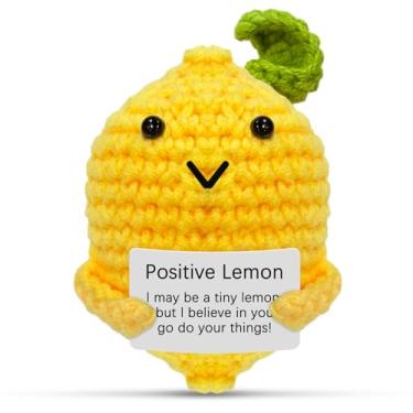 Imagem de CNDNO Funny Positive Lemon, Crochet Lemon with Positive Card, Cute Knitted Lemons Plush for Family Friends Encouragement Gift and Home Decor
