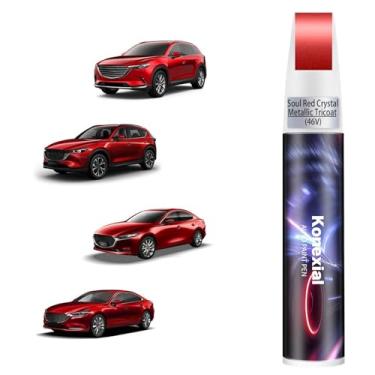 Imagem de Tinta de retoque Soul Red Crystal Metallic(46V) compatível com Mazda, removedor de arranhões de carro premium para arranhões profundos, caneta de pintura de carro, reparo de arranhões, tinta de