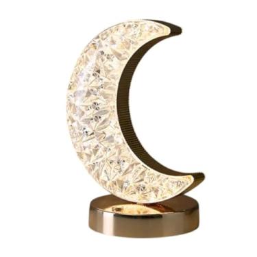 Imagem de Luminária LED Lua de Mesa, 19cm x 10cm, 3 Temperaturas de Cor, USB, Portátil, Plástico, Decorativa para Quarto e Escritório