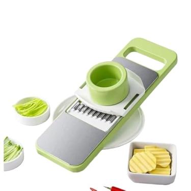 Imagem de Fatiador 5 em 1 para cozinha, fatiador de vegetais com várias lâminas, batata frita, triturador de vegetais, triturador e descascador para pequenos trabalhos na cozinha (verde)
