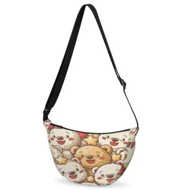 Imagem de Bolsa tiracolo crescente para mulheres e homens bolsa tiracolo em forma de bolinho de massa bolsa de ombro crescente para viagens e viagens, Cor 1