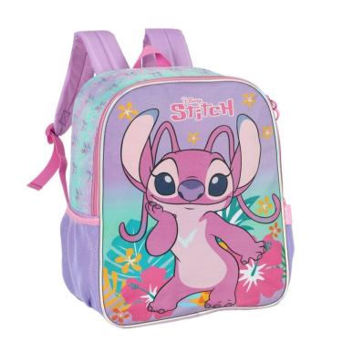 Imagem de Mochila Lilo Stitch Costa Juvenil Menina Escolar Rosa Luxcel