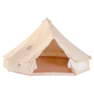 Imagem de MC TOMOUNT Tenda de lona para barraca de sino Yurt com macaco de fogão com zíper e piso removível para acampamento de caminhonete Glamping (9-12 pessoas