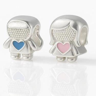Imagem de 2 Berloque Charms Prata Maciça 925 Menina E Menino - Lojas La&Ny, 1, P