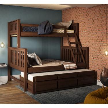 Imagem de Treliche com Cama de Casal 3 Gavetas Madeira Maciça Saraiva