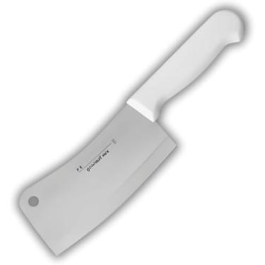 Imagem de cutelo Profissional em Aço Inoxidável, 8 Polegadas, Cabo Branco Anatômico, 33,3cm x 6cm, 280g, para Cozinha Industrial e Doméstica