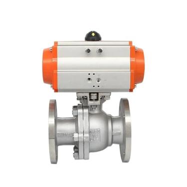 Imagem de Válvula esférica de flange pneumática de aço inoxidável 304 de 2-1/5.1 cm cilindro de ação dupla válvula de esfera de flange de vapor de alta temperatura