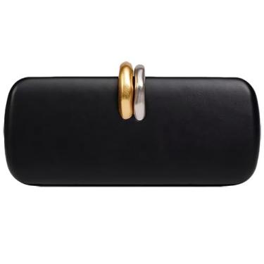 Imagem de louceko Bolsa clutch formal feminina de couro PU para casamento, Preto