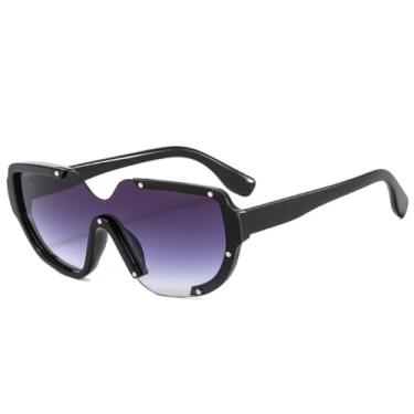 Imagem de Óculos de Sol UV400 - Lentes Monobloco Sem Aro Bicolor para Homens e Mulheres, Ideais para Esportes, Corrida, Ciclismo e Atividades ao Ar Livre, 06