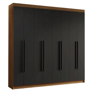 Imagem de Guarda-roupa Casal 8 Portas Batentes Rustic/preto/preto Saturno Madesa