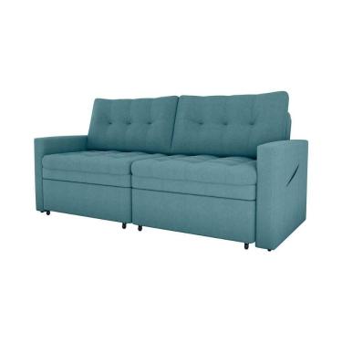 Imagem de Sofá Cama Reclinável 2 Lugares 220cm Nayla Boucle Azul Matrix Boucle Azul