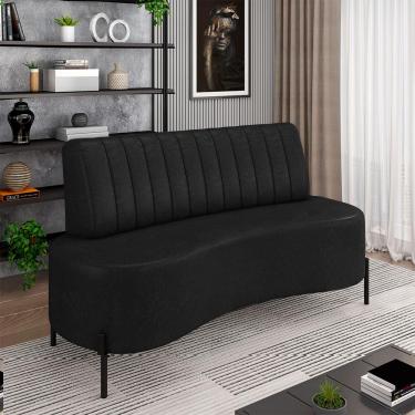 Imagem de Sofá Living Decorativo 2 Lugares 1,60M Katara Pés de Ferro PU Preto G33 - Gran Belo