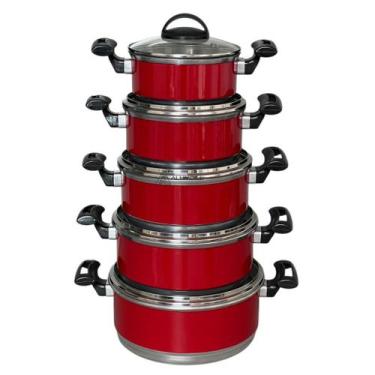 Imagem de Jogo Conjunto KIt de Panela 5 Peças Rafaela Reforçado com Tampa Vidro 