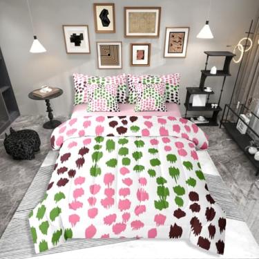 Imagem de Erosebridal Jogo de cama de casal geométrico, 7 peças, boêmio, bolinhas, com pincéis, pinceladas, para crianças e adultos, conjunto de cama com design geométrico
