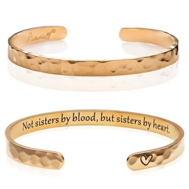 Imagem de Carviell Pulseiras femininas gravadas – inspiradoras, amizade, amor, mãe, filha, irmã, cristã, formatura, memorial e presentes de casamento – 80+ frases – aço inoxidável, pronto para presente, One