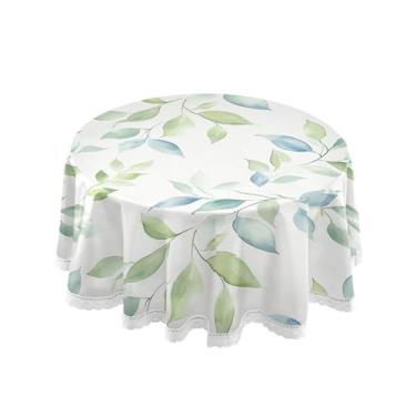 Imagem de SEHANY Toalha de mesa redonda com folhas verdes pastorais, 152 cm, tecido lavável sem rugas, toalha de mesa redonda com renda decorativa para restaurante, casamento, acampamento, festa Fiesta Cinco de