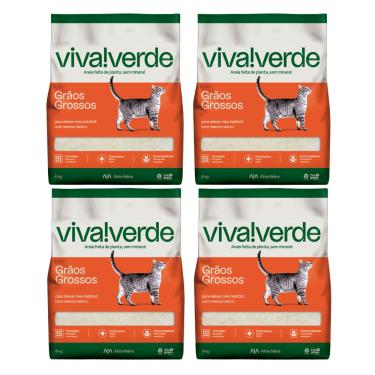 Imagem de Kit Areia Viva Verde Biodegradável - Grãos Grossos (nova Embalagem) - Super Premium Para Gatos 16kg