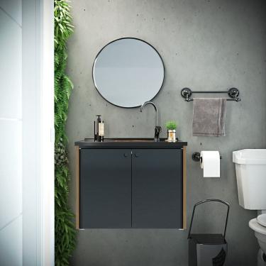 Imagem de Gabinete para Banheiro 49x60,6cm Fenix Preto / Madeirado
