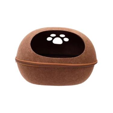 Imagem de IEUDNS Cama de feltro para gatos, caverna, condomínio para gatinhos, cama aconchegante para animais de estimação, acessório para animais de estimação, CafÉ