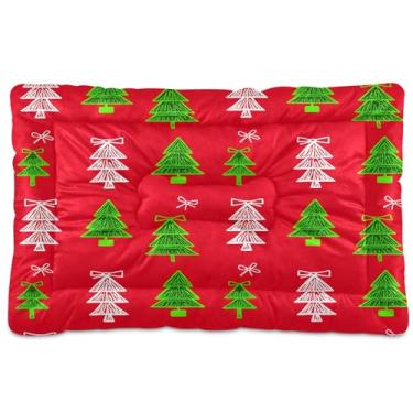 Imagem de SEHANY Cama de árvore de Natal em aquarela para cães e gatos com fundo antiderrapante, caixa de canil, colchão macio para animais de estimação, lavável para cães pequenos, médios e grandes, gatos, 61
