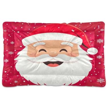 Imagem de SEHANY Cama de Natal para cães de Papai Noel, cama de gato com fundo antiderrapante, cama de canil, colchão macio para animais de estimação, lavável para cães pequenos, médios e grandes, gatos, 91 x