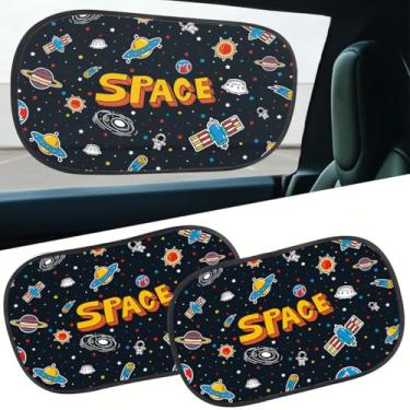 Imagem de GENANY 2 peças de para-sol de para-brisa astronauta para caminhão SUV (71 x 78 cm), para-brisa, persianas para janelas, blocos de proteção UV