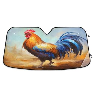 Imagem de ATTX Pára-brisas de carro colorido galo 144.8 cm x 80.0 cm Escudo solar universal com proteção UV, persiana de janela frontal automática dobrável para caminhões Sedans SUVs #356