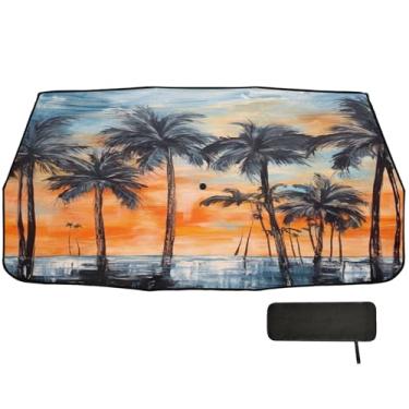 Imagem de SEHANY Palmeiras de praia, pára-brisa, guarda-sol dobrável para janela dianteira de carro, bloqueios de raios UV, calor, mantém o veículo fresco, protetor de viseira de sol adequado para Sedan SUV 147