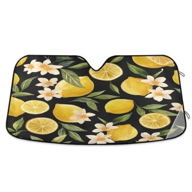 Imagem de ATTX Para-brisas de carro flor de limão 144.8 cm x 80.0 cm escudo solar universal com proteção UV, persiana de janela frontal automática dobrável para caminhões Sedans SUVs #224