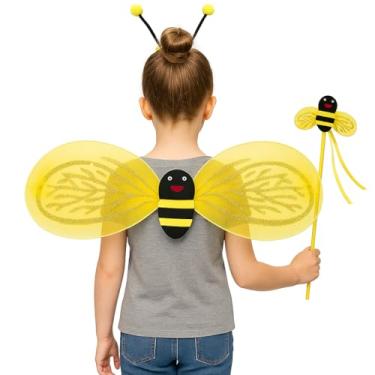 Imagem de Fantasia De Abelha Infantil Com Asa, Antena e Varinha Carnaval, Festa (Amarelo)