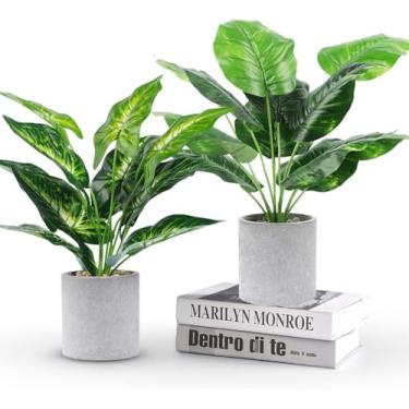 Imagem de WUKOKU 2 peças plantas falsas pequenas plantas artificiais em vaso plantas de escritório para casa fazenda banheiro quarto cozinha decoração de mesa