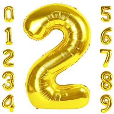 Imagem de Balão de 2 números, 102 cm, dourado, dois balões, decoração de aniversário, 2º 12 anos, decorações de celebração, formatura, casamento, chá de bebê
