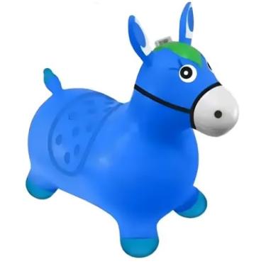 Imagem de Brinquedo Cavalinho Inflável com Luzes e Sons – Resistente, Seguro e Antiderrapante, Estimula Equilíbrio, Coordenação e Diversão Infantil (Azul)