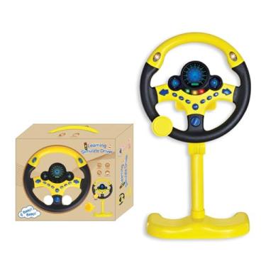 Imagem de Naroote Brinquedo de Volante de Alta Imitação, Brinquedo Elétrico de Educação Infantil Com Luzes, Música para Crianças, Material ABS, Amarelo - Adequado para Crianças Pequenas, Direção de Simulação