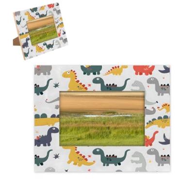 Imagem de hongjinglin Porta-retrato de 20,3 x 25,4 cm, com palavras de dinossauro, fofas molduras para fotos com tapete para parede e mesa, para decoração de casa e amigos da família, ideias de presente de