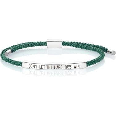 Imagem de COLORFUL BLING Pulseira de tubo de aço inoxidável trançada ajustável feita à mão Dont Let The Hard Days Win Presentes inspiradores, 1, Resina, Sem Pedra Preciosa