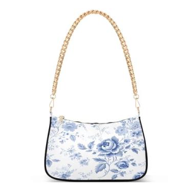 Imagem de CEBUGI Bolsas transversais femininas bolsa de ombro vintage floral bolsa clutch elegante com alça de corrente