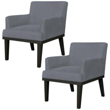 Imagem de Kit 02 Poltronas Beatriz W01 Suede Cinza - LYAM DECOR
