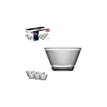 Imagem de Conjunto de 6 Bowls em Vidro, Design Zig, 300ml, 10,5cm x 6,5cm, Transparente, para Saladas, Sobremesas e Petiscos