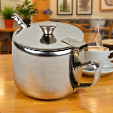Imagem de Açucareiro em Aço Inox 220ml com Colher – Design Elegante, Praticidade e Durabilidade para Cozinha, Café e Mesa