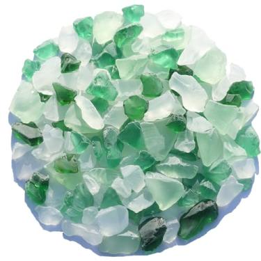 Imagem de QYGL Bloco de vidro marinho - Enchimento de vaso fosco misto verde de 1 kg e ornamento de aquário, suprimentos de artesanato DIY para arte, casamentos na praia e decoração de casa