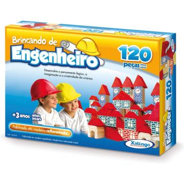 Imagem de Blocos de Madeira - Brincando de Engenheiro - 120 pecas XALINGO