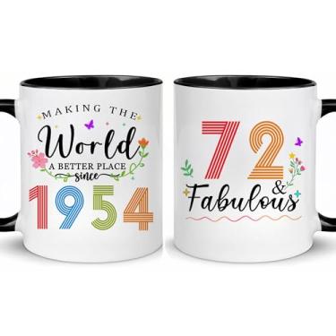 Imagem de Choinn 1954 Presentes de aniversário de 72 anos para mulheres e homens, presente de aniversário de 72 anos, caneca de café para mãe, pai, avó, vovô, ideias de presentes de aniversário de 72 anos, Dia